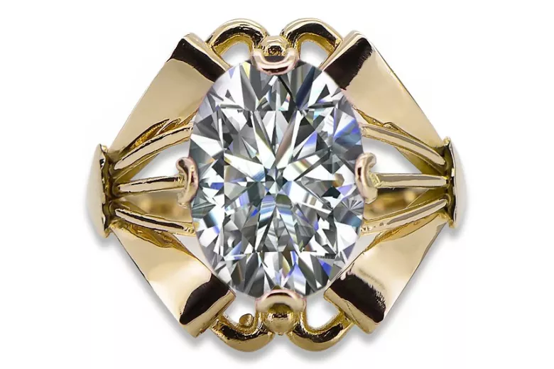 حرف يدوية فينتاج خاتم زركونيا 14 كارت من الذهب الأصفر vrc015y